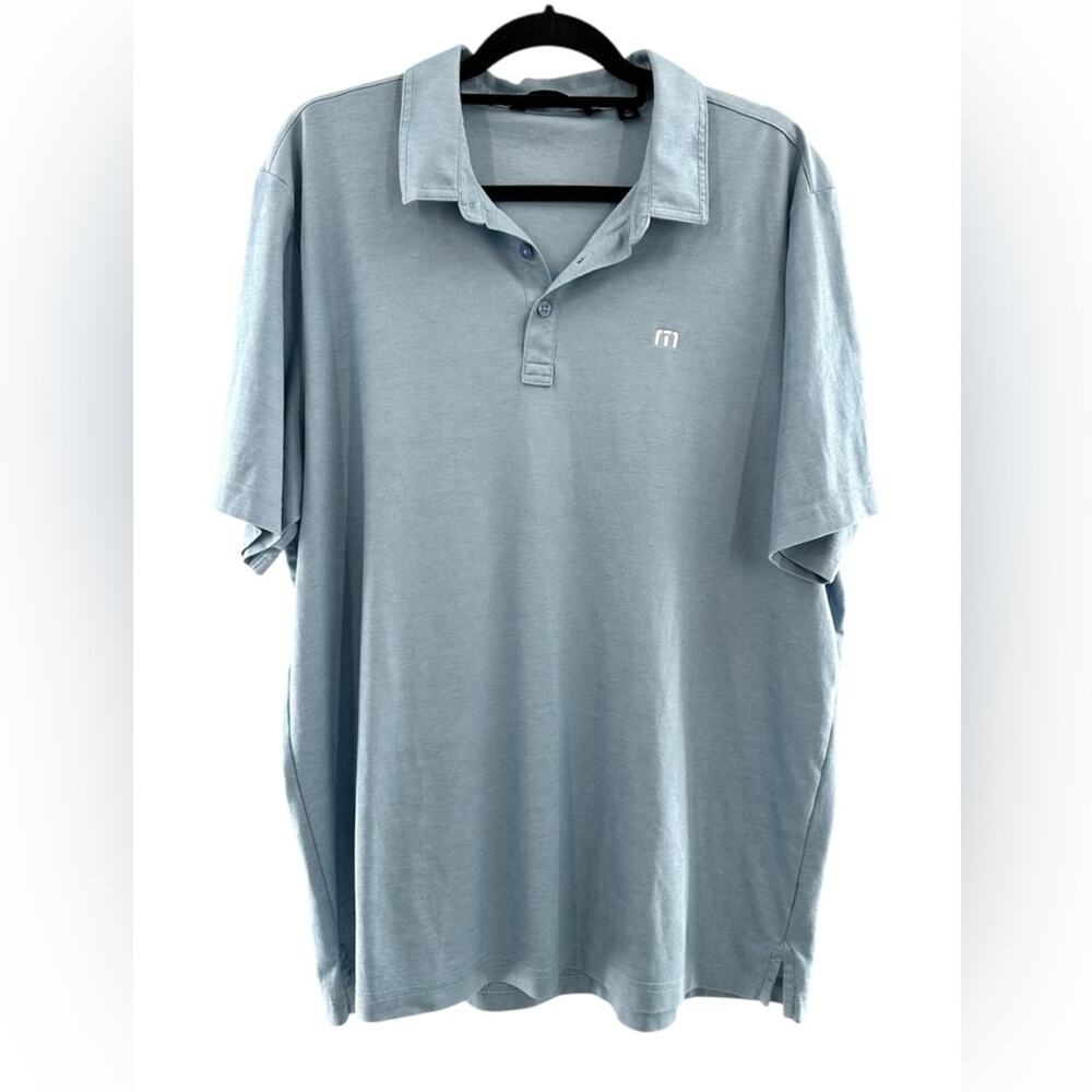 Travis Matthew Heather Light Blue Zinna Short Sleeve Polo Collar Shirt Size XXL